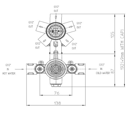 Cкрытая монтажная часть Bossini  Z001250000 смесителя для душа, бронза