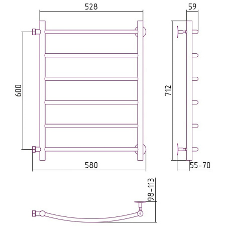 Полотенцесушитель водяной Стилье Версия-Б2 60х50 хром