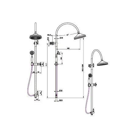 Душевая стойка Boheme Brillante 403-Ceramic хром/Ceramic