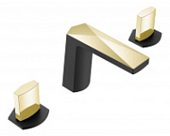 Смеситель Boheme Venturo 150-BG-ICE для раковины, ручка Ice, черный/золото