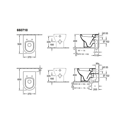 Унитаз приставной Villeroy & Boch Subway 66071001 альпийский белый