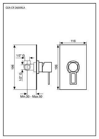 Смеситель Emmevi Gea 26009LACR для душа, хром