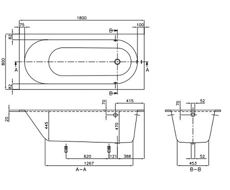 Ванна квариловая Villeroy & Boch Oberon UBQ180OBE2V-01 180х80 см, белая
