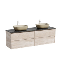 Тумба с раковиной и столешницей Sancos Marmi 2.0 160 MR2.080EG+TT160A1X дуб галифакс натур/Black Sky