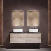 Мебель для ванной со столешницей Sancos Marmi 2.0 160 MR2.080EG+TT160A1 дуб галифакс натур/Black Sky