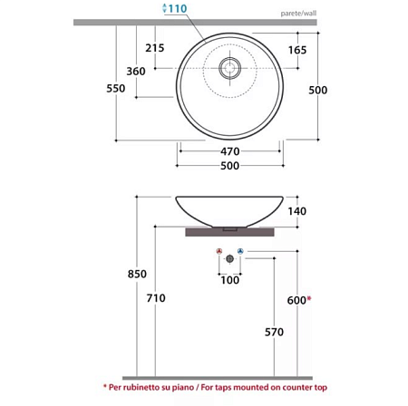 Раковина GLOBO Lavabi d'arredamento LAT50.BI*0 белая