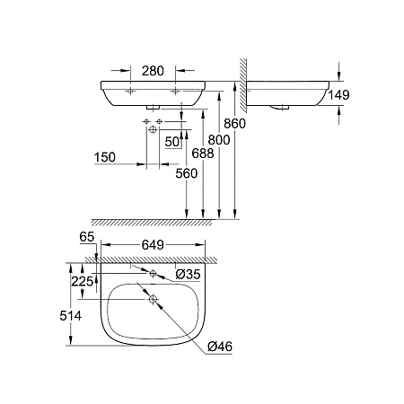 Раковина Grohe Euro 39323000 65 см