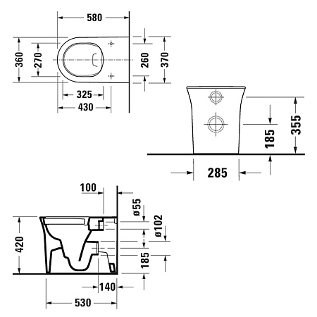 Чаша для унитаза приставного Duravit White Tulip 2001090000