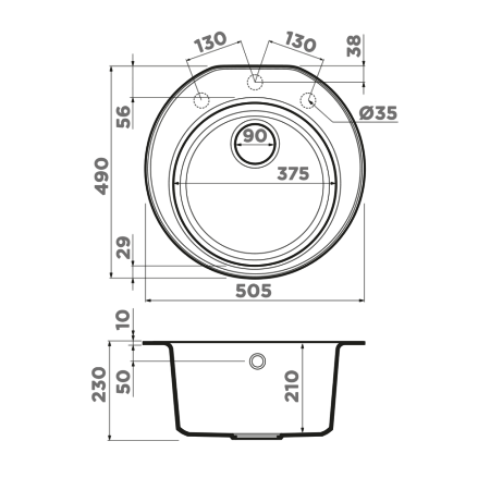 Кухонная мойка Omoikiri Miya 50R-SA 49x50.5x21 бежевый