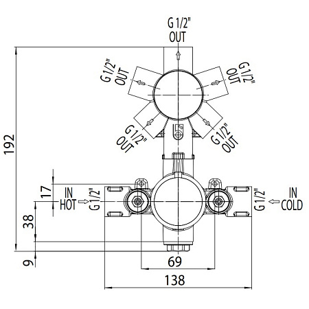 Cкрытая монтажная часть Bossini Z00125  универсальная