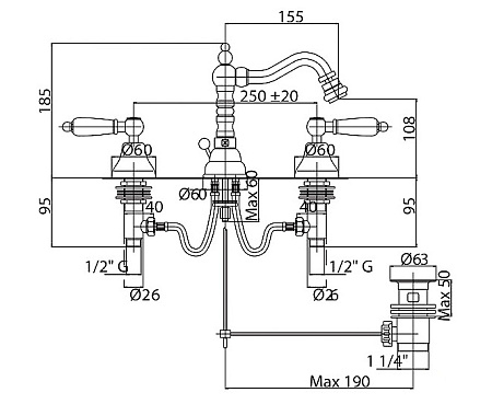 Смеситель Cezares Diamond DIAMOND-BBS2-02-Sw для биде