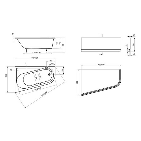 Ванна акриловая Ravak Chrome CA41000000 170x105 R