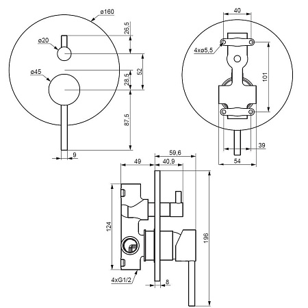 Смеситель Damixa Scandinavian Pure 367100300 для душа, черный
