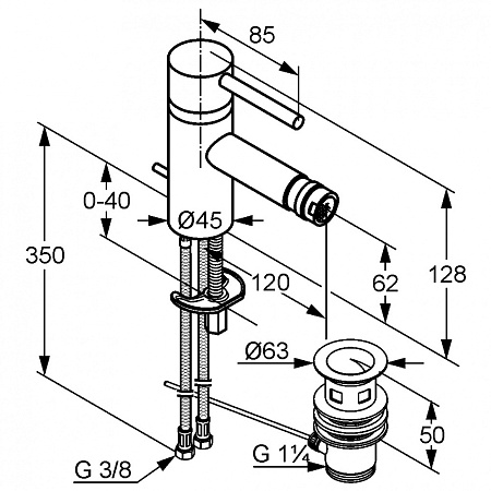 Смеситель Kludi Bozz 385330576 для биде, хром