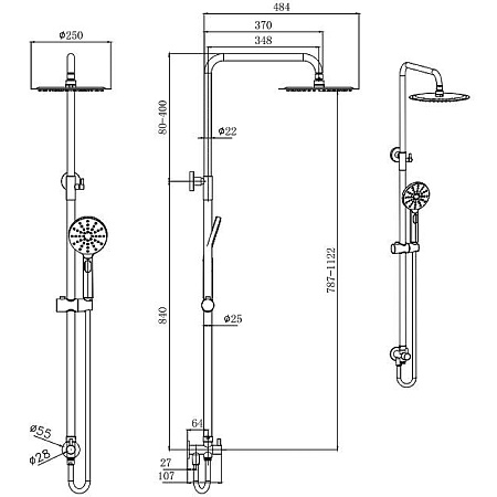 Душевая стойка Aquatek AQ2046MB черный матовый