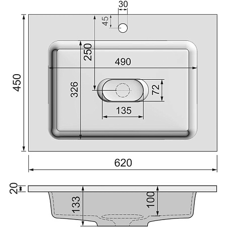 Раковина Jorno Modul Mol.08.65/W 65 белый