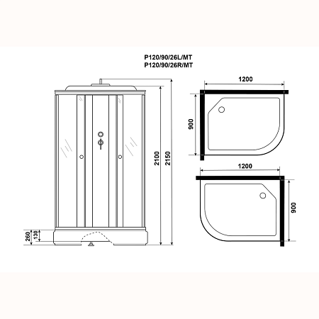 Душевая кабина Niagara Promo P90/70/26L/MT 90x70x215 матовый/белый