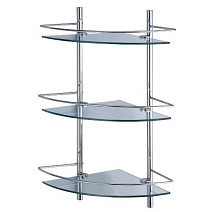 Полка WasserKRAFT K-3133 стеклянная, тройная, угловая, хром Полка WasserKRAFT K-3133 стеклянная, тройная, угловая, хром