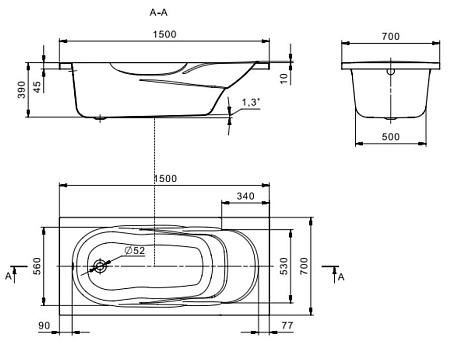 Ванна акриловая Santek Касабланка M 1WH501530 150х70