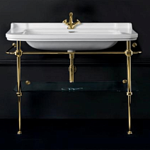 Консоль с раковиной Kerasan Waldorf 9203K2oro 120 напольная, с полкой, золото