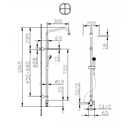 Душевая стойка Bravat Fit D283CP-2A-RUS хром