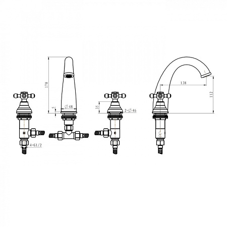 Смеситель Boheme Satine 317-ST для раковины, бронза