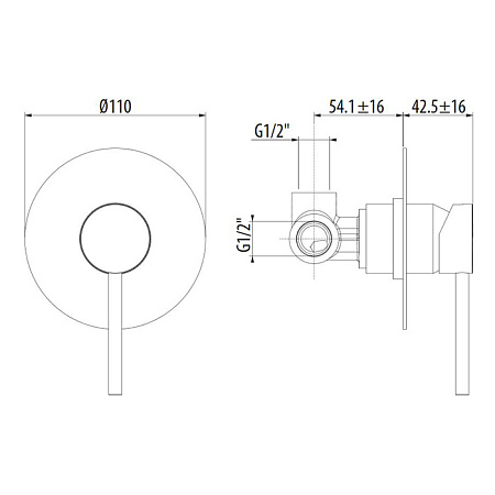 Смеситель Gattoni Circle Two 9130/91NO для душа, черный матовый