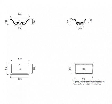 Раковина GSI Kube X 895326 60 черный матовый