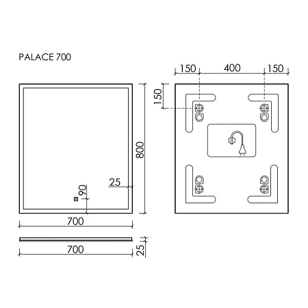 Зеркало Sancos Palace PA700 70х80 с подсветкой