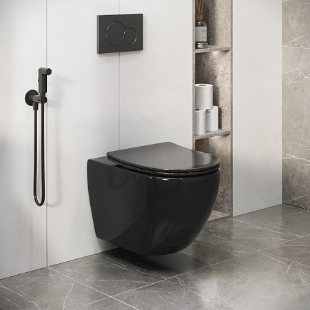 Унитаз подвесной Grossman Color GR-4411blackS с тонкой крышкой, черный глянцевый