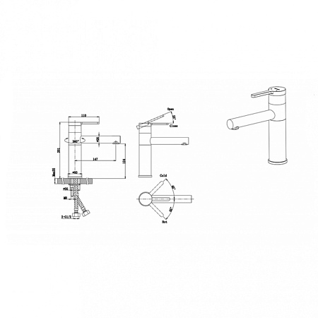Смеситель Bravat F1410445BW-RUS для раковины, черный