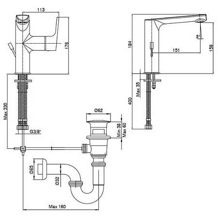 Смеситель E.C.A. Luna 102108973EX для раковины