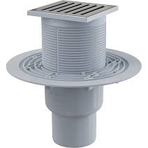 Душевой трап AlcaPlast APV203 выпуск прямой, гидрозатвор мокрый, решетка из нержавеющей стали