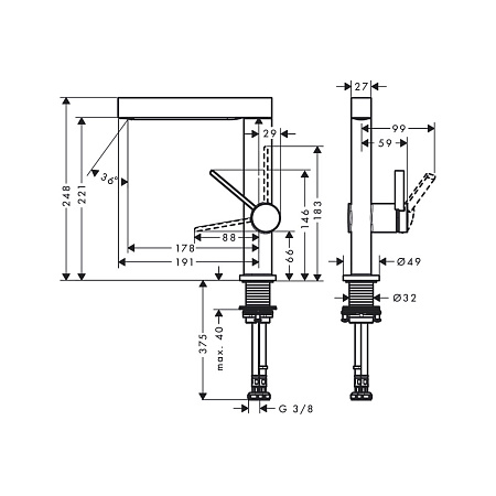 Смеситель Hansgrohe Finoris 76060670 для раковины, черный матовый