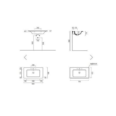 Раковина GSI Pura 8885111 82 белый