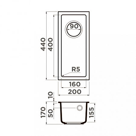 Кухонная мойка Omoikiri Bosen 20-U-CH 20х44 шампань