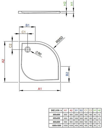 Душевой поддон Radaway Delos A SDA0909-01 90x90 белый