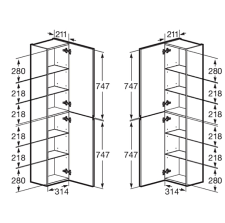 Шкаф-пенал Roca Oleta A857650806 35 белый глянцевый