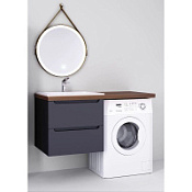 Мебель для ванной Jorno Wood Wood.01.60/P/GR 60 R под стиральную машину, темное дерево/серый