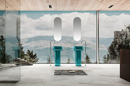 Раковина отдельностоящая прозрачная ABBER Kristall AT2702Aquamarin бирюзовый