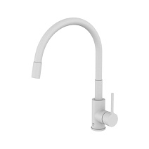 Смеситель для кухни Milardo Meal M01WT0FM05 с гибким изливом белый матовый