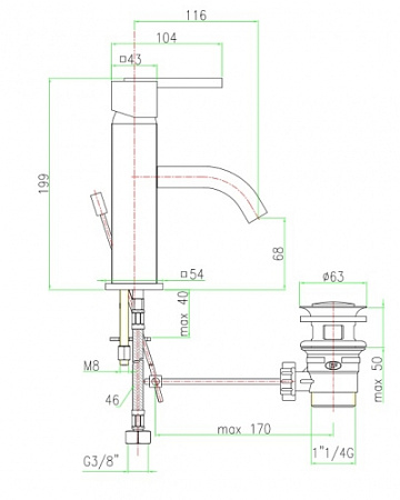 Смеситель Fiore XS 71CR7720 для раковины
