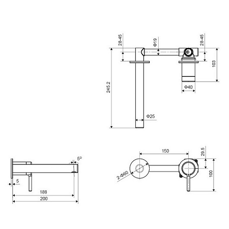 Смеситель для раковины Excellent Pi AREX.1214BL черный матовый