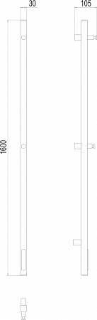 Полотенцесушитель электрический Terminus Стойка  UNO проф1600 хром