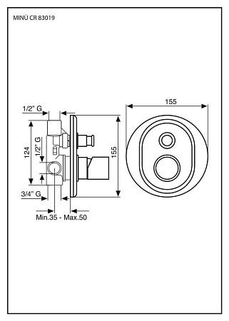 Смеситель Emmevi Minu 83019CR для душа, хром