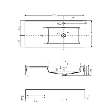 Раковина Aquaton Квадро Про 1A733231QA01R 100 правая
