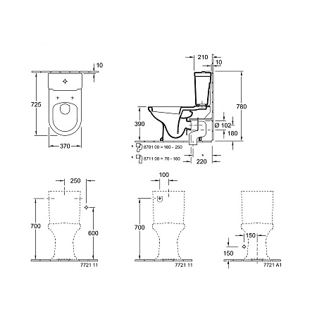 Унитаз-компакт Villeroy & Boch Hommage 666210R1 CeramicPlus альпийский белый/лаутнь