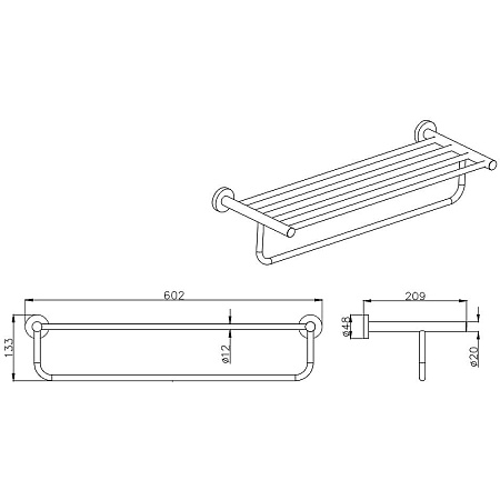 Полка для полотенец со штангой Aquatek AQ4015CR хром