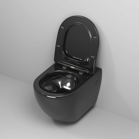 Унитаз подвесной Grossman Color GR-4411blackS с тонкой крышкой, черный глянцевый
