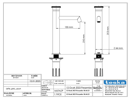 Смеситель для раковины Teska Arte Leo L E5527 золото